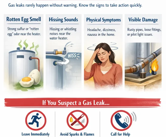 Signs and warnings of gas leak
