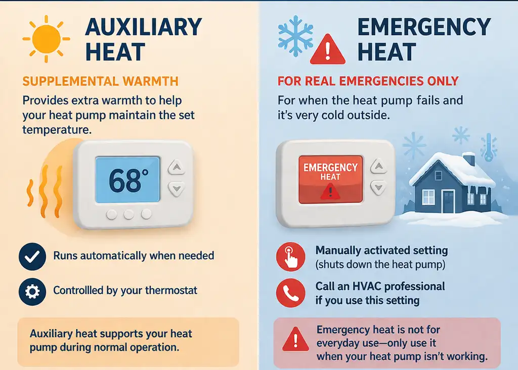 Auxiliary warmth vs emergency warmth: know-how the difference