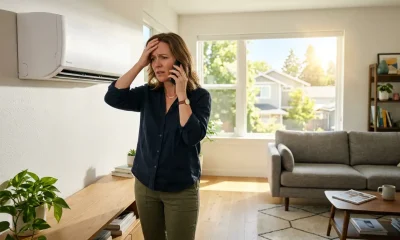 Frustrated homeowner calling HVAC technician because he want the answer of a question why is my air conditioner not blowing cold air